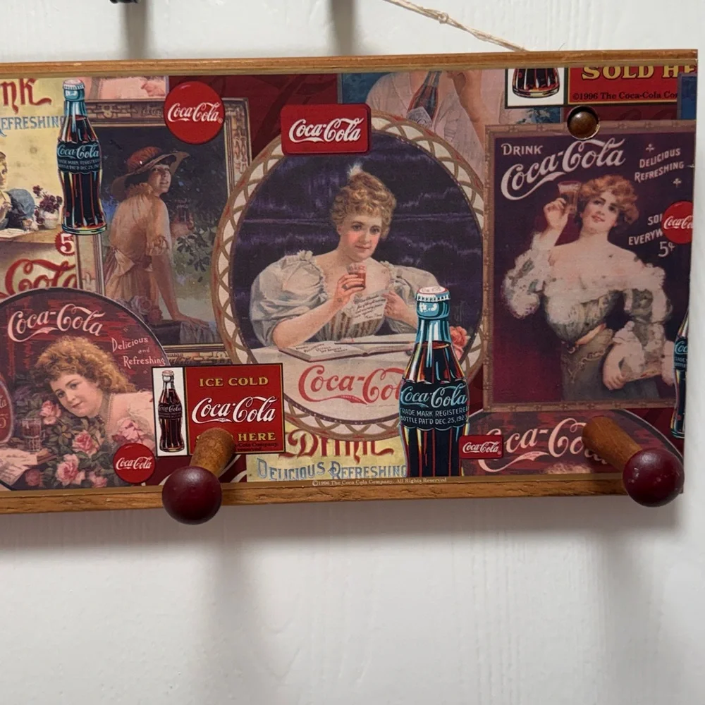 Coca Cola Retro Wall Hook with Red and Brown Accents